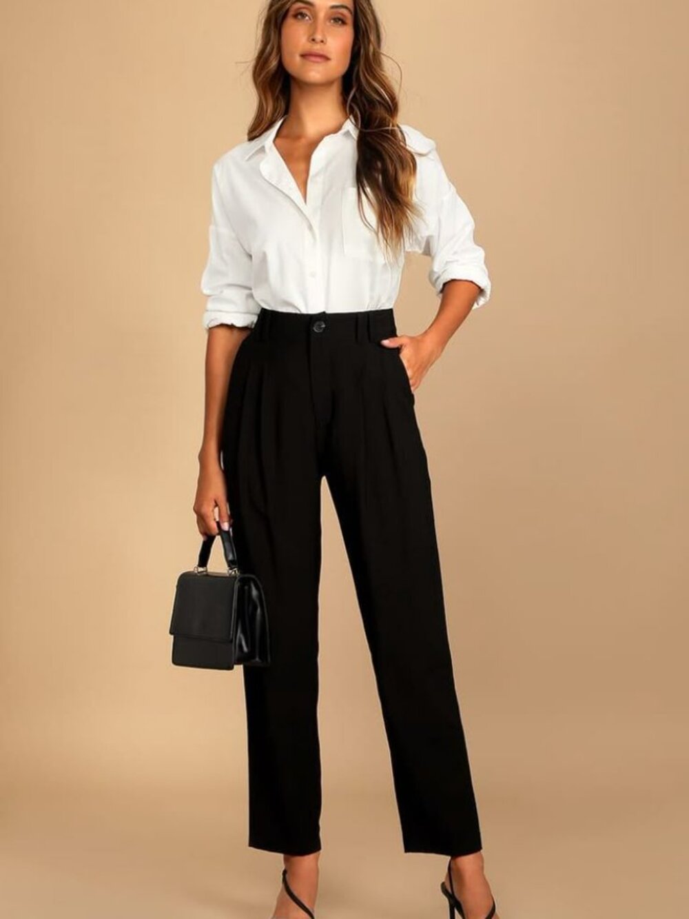Lulus Strictly Business Black High-Waisted Trouser Pants